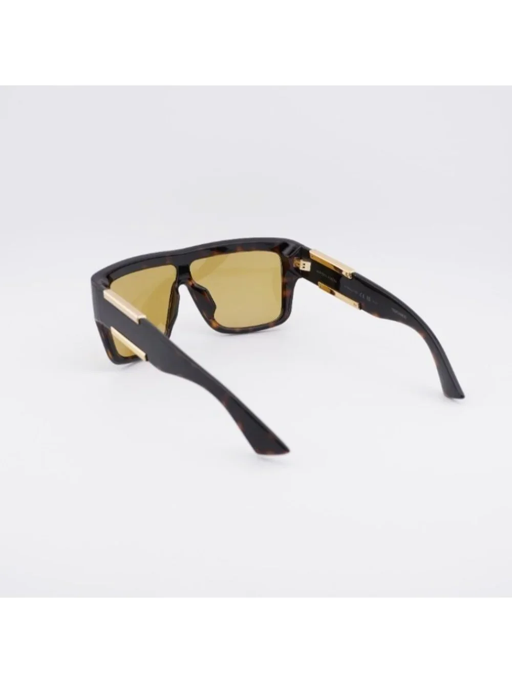 Bottega Veneta BV1451S 002 Sunglasses Dark Havana Shield Frame, Yellow Lenses